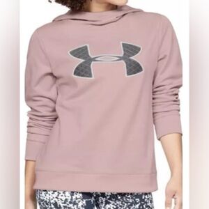 Under Armour light pink with gray logo hoodie sweatshirt size M